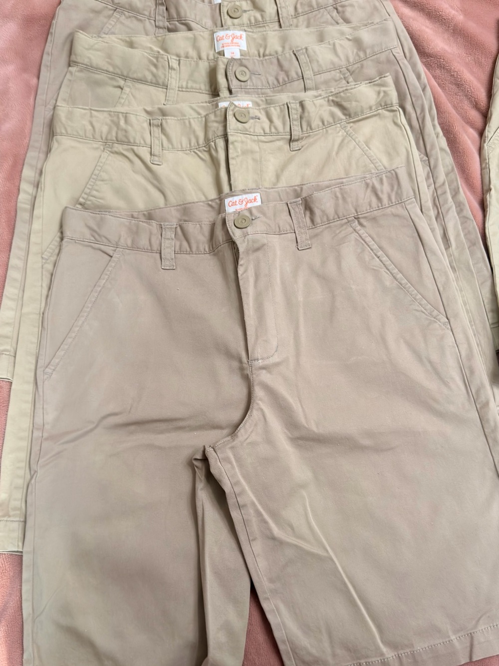 Sz 16 Cat & Jack lot boy’s Chino Shorts uniforms in Light Tan & Beige